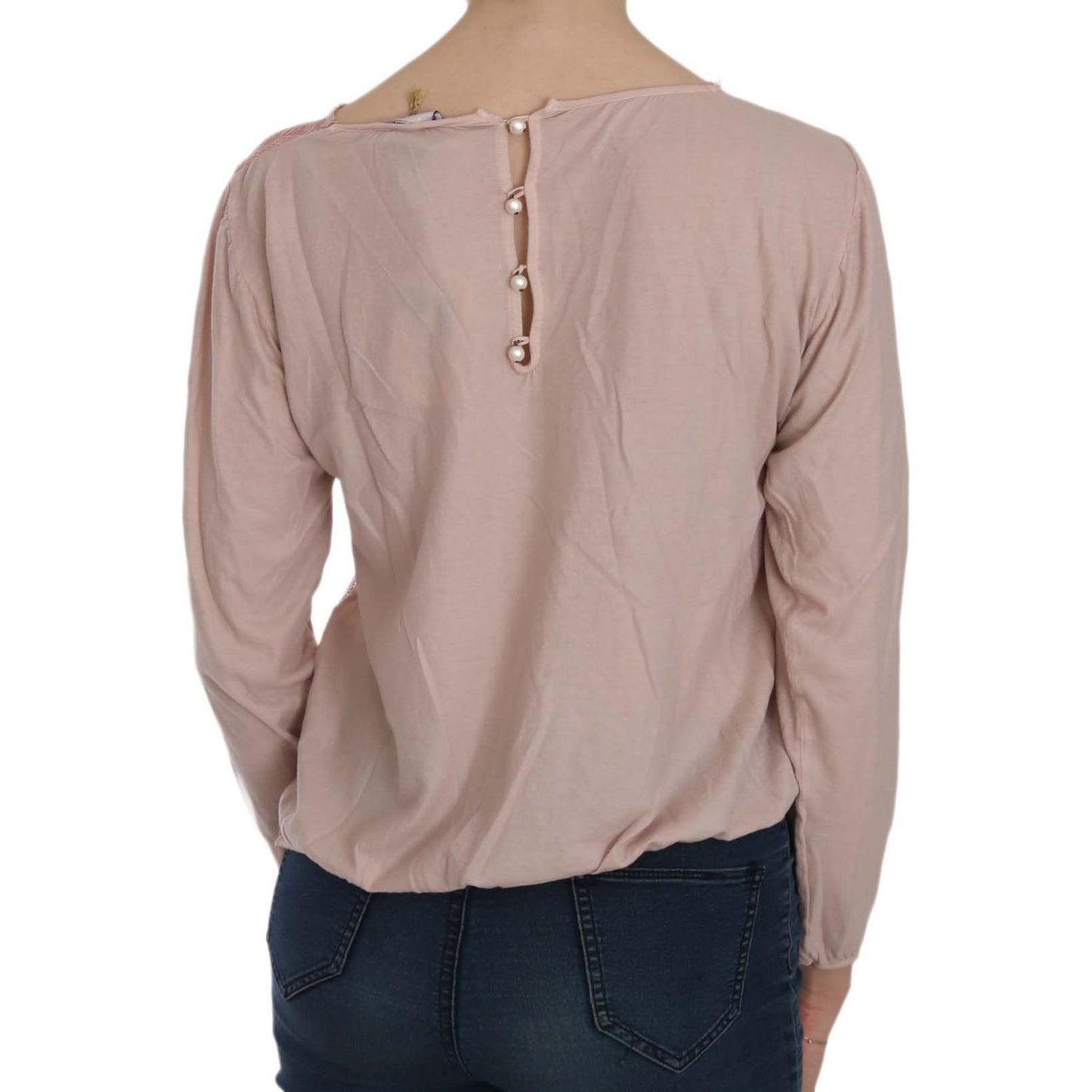 PINK MEMORIES Pink Lace See Through Long Sleeve Blouse