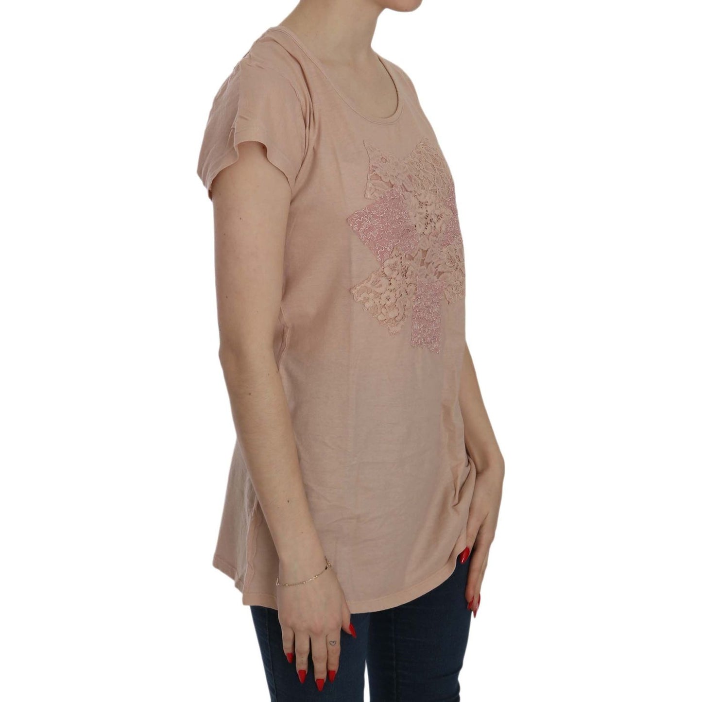 PINK MEMORIES Elegant Cream Lace Round Neck Blouse PINK MEMORIES