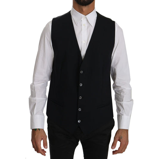 Dolce & Gabbana Sleek Black Cotton Blend Dress Vest Dolce & Gabbana