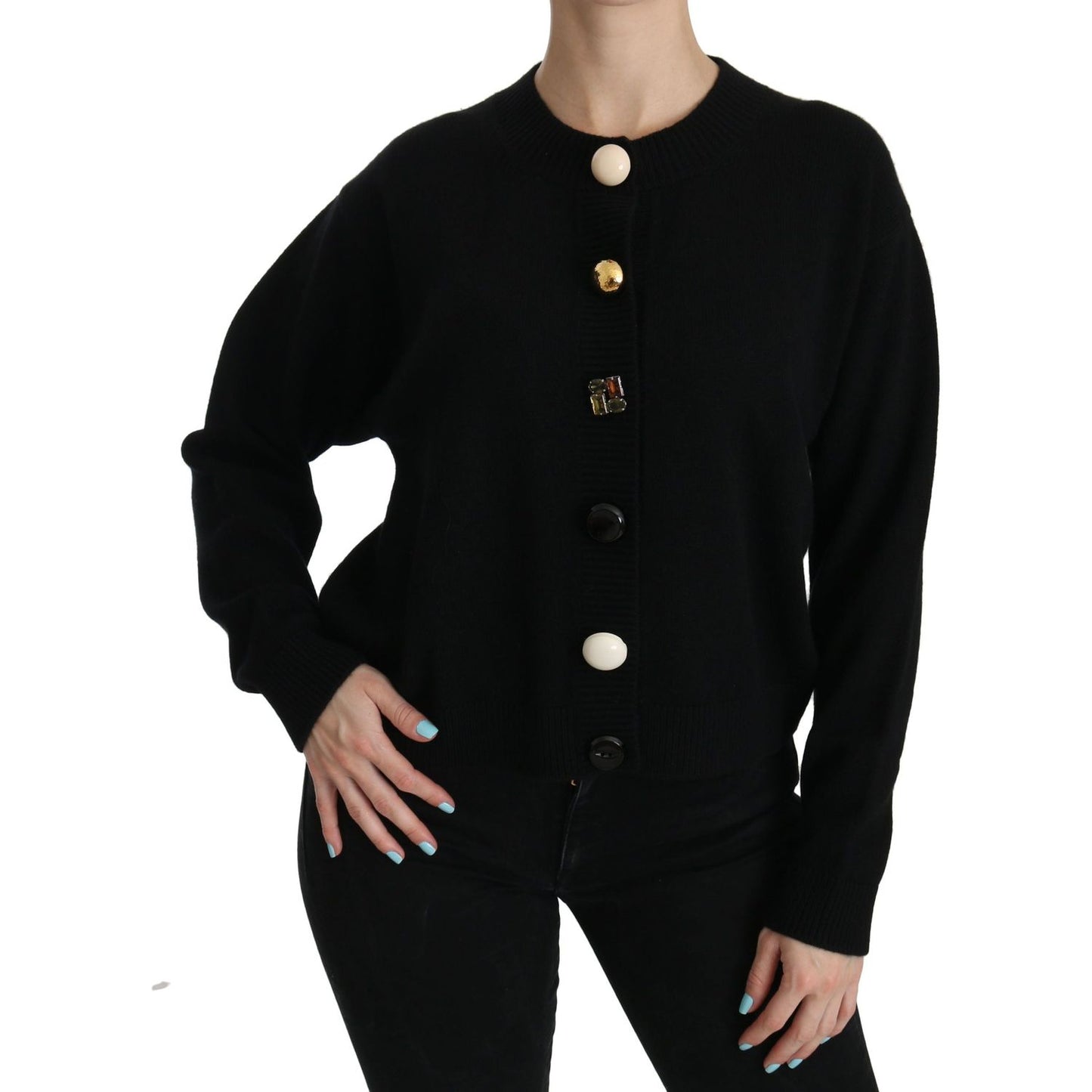 Dolce & Gabbana Elegant Black Cashmere Cardigan Top Dolce & Gabbana