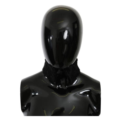 Dolce & Gabbana Black Fur Neck Collar Wrap Lambskin Scarf