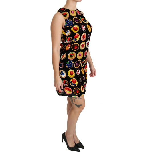 Dolce & Gabbana Chic Black Desserts Print Shift Mini Dress Dolce & Gabbana