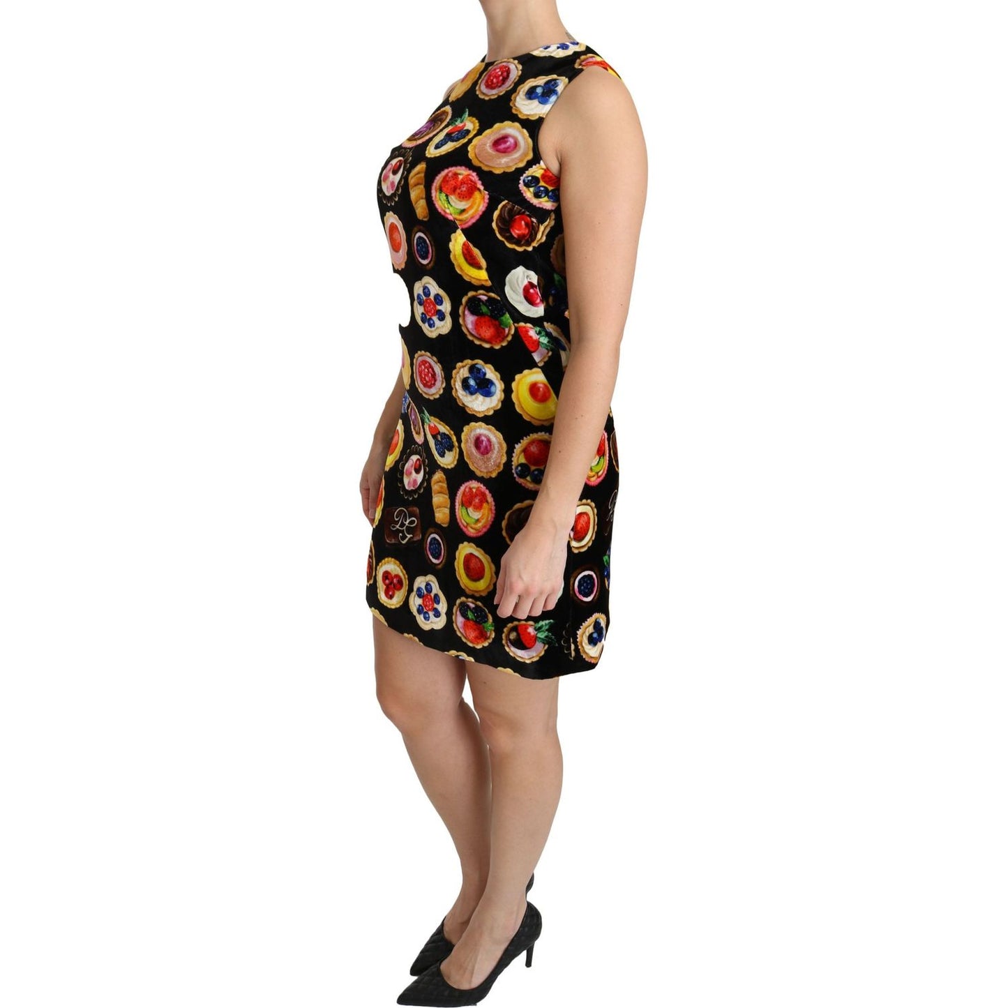 Dolce & Gabbana Chic Black Desserts Print Shift Mini Dress Dolce & Gabbana