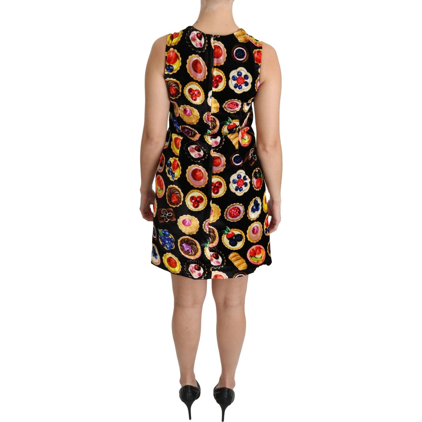 Dolce & Gabbana Chic Black Desserts Print Shift Mini Dress Dolce & Gabbana