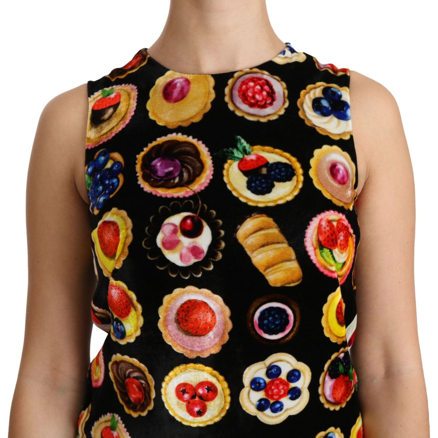 Dolce & Gabbana Chic Black Desserts Print Shift Mini Dress Dolce & Gabbana