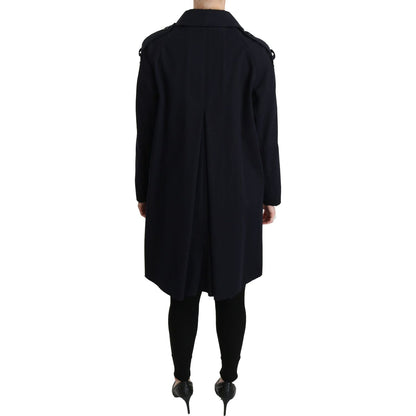 Dolce & Gabbana Coat Blue Cotton Women Trench Jacket