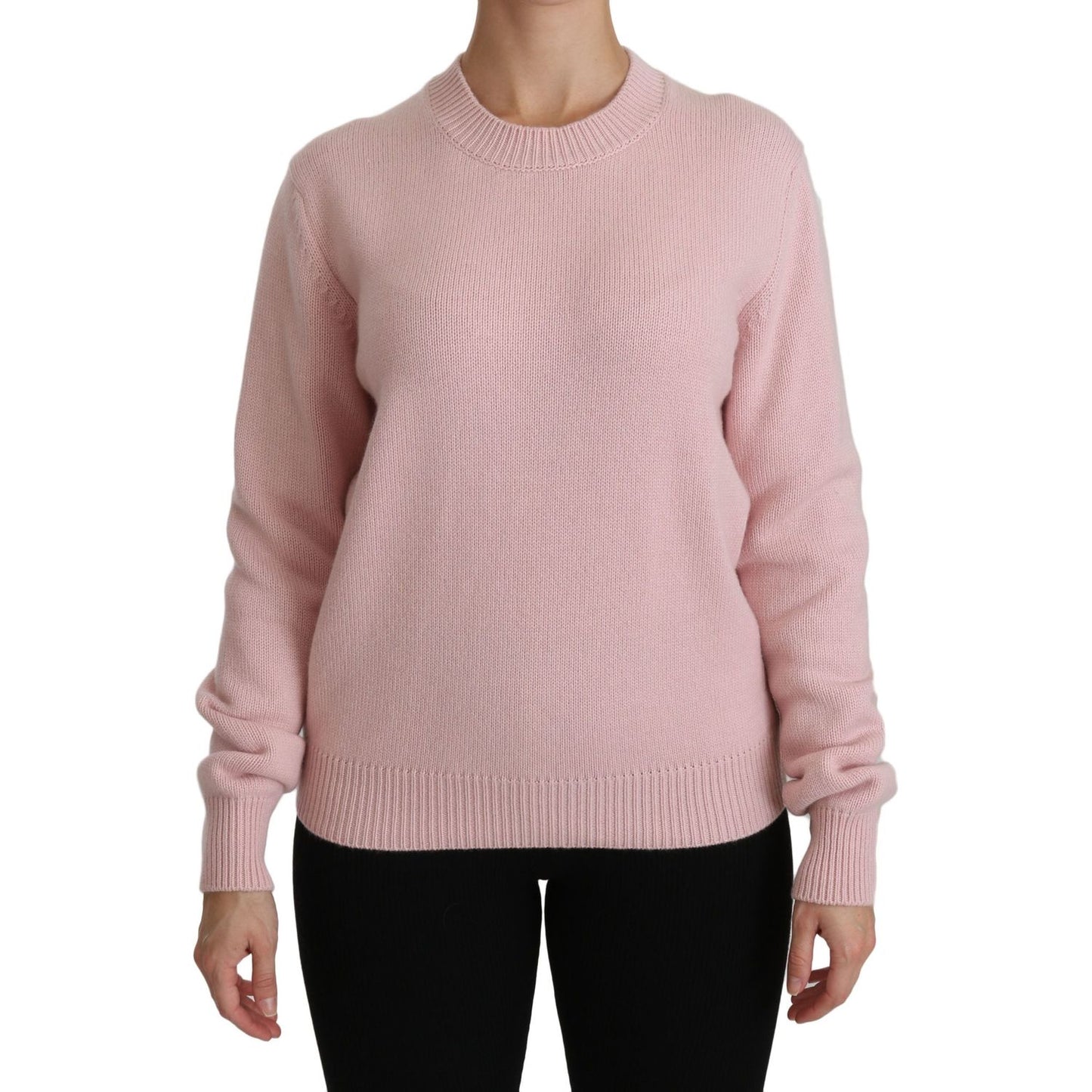 Dolce & Gabbana Cashmere-Blend Pink Crew Neck Sweater Dolce & Gabbana