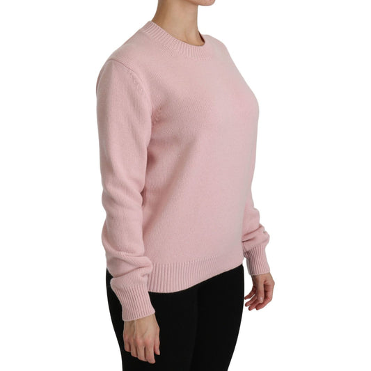 Cashmere-Blend Pink Crew Neck Sweater