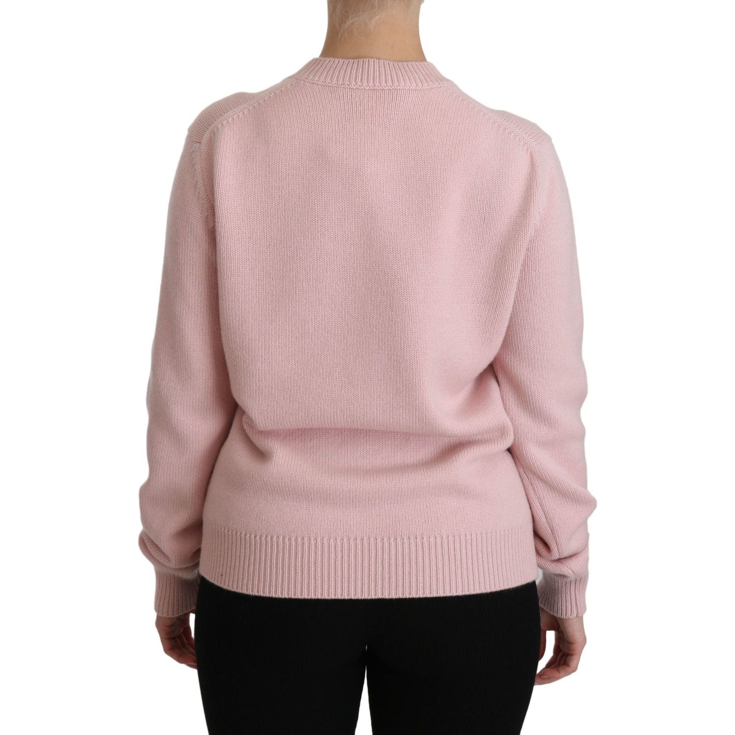 Dolce & Gabbana Cashmere-Blend Pink Crew Neck Sweater Dolce & Gabbana