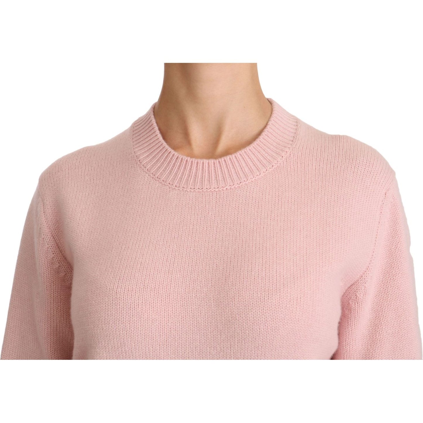 Dolce & Gabbana Cashmere-Blend Pink Crew Neck Sweater Dolce & Gabbana