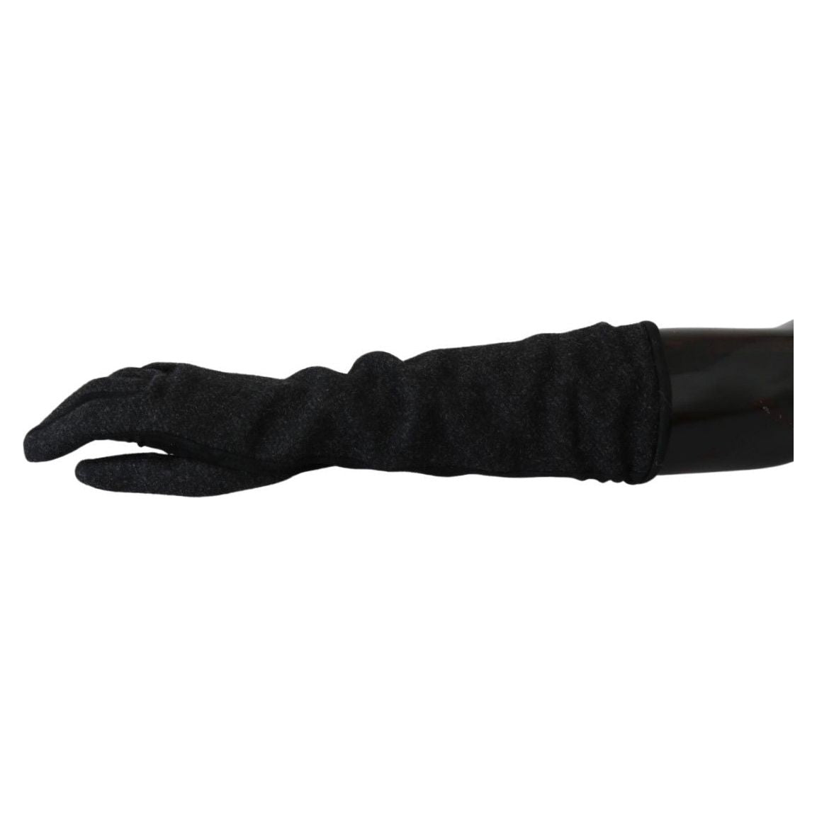 Dolce & Gabbana Black Gray Mid Arm Length Mittens Wool  Gloves