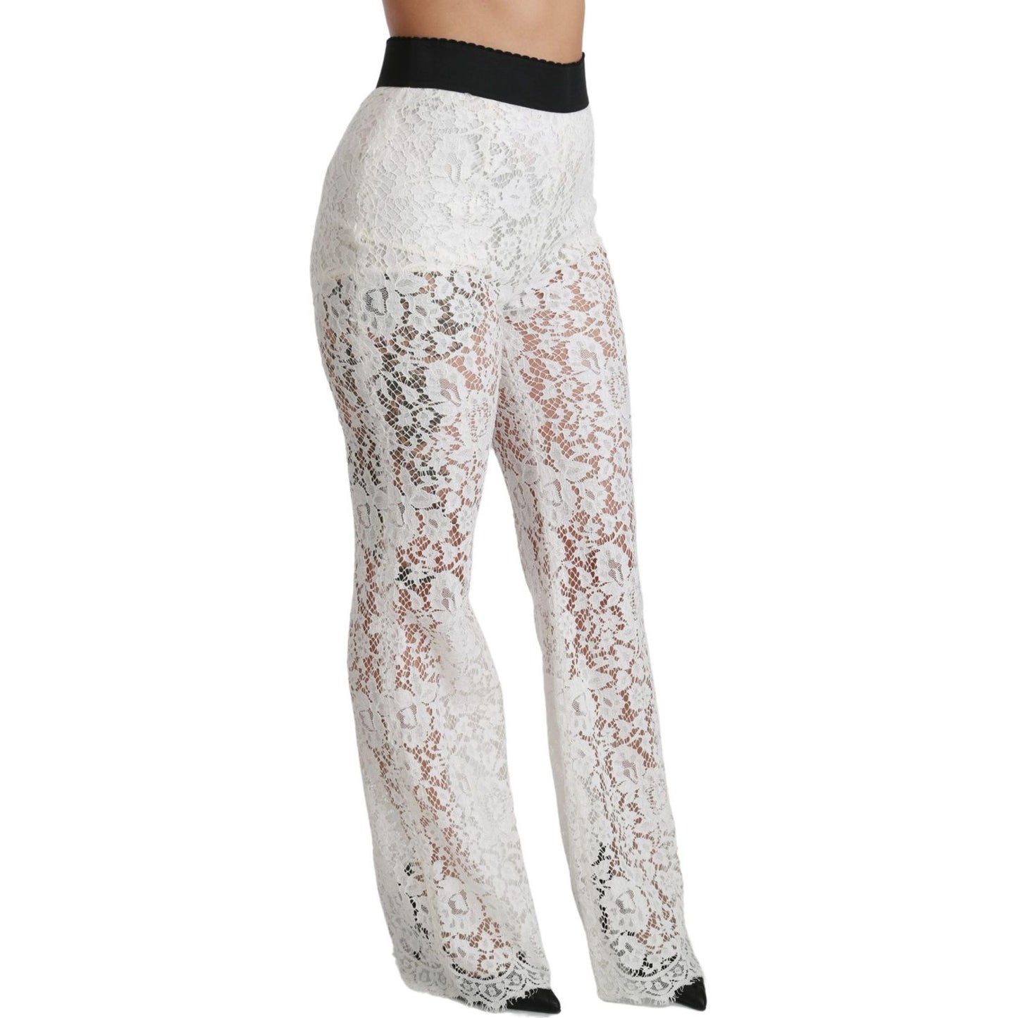 Elegant White Lace High Waist Pants