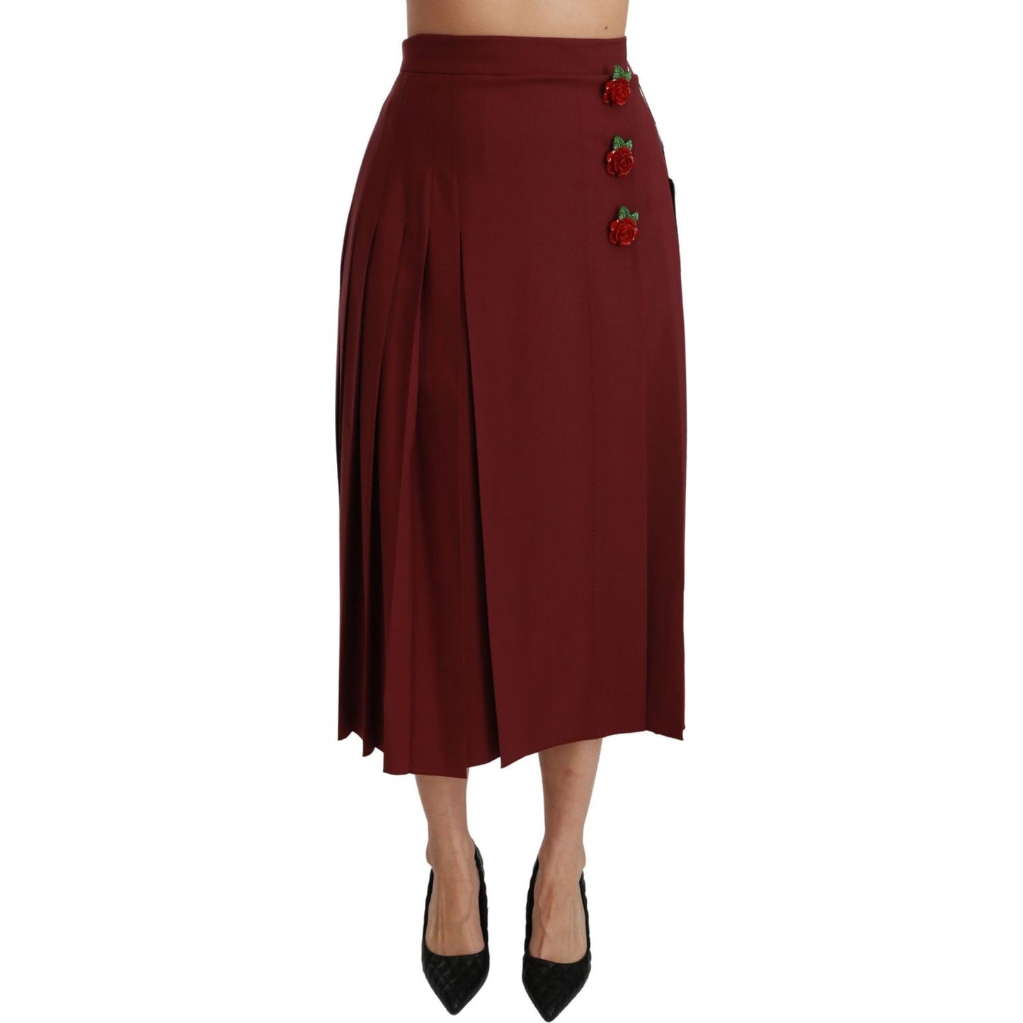 Dolce & Gabbana Elegant Red High Waist Virgin Wool Skirt Dolce & Gabbana