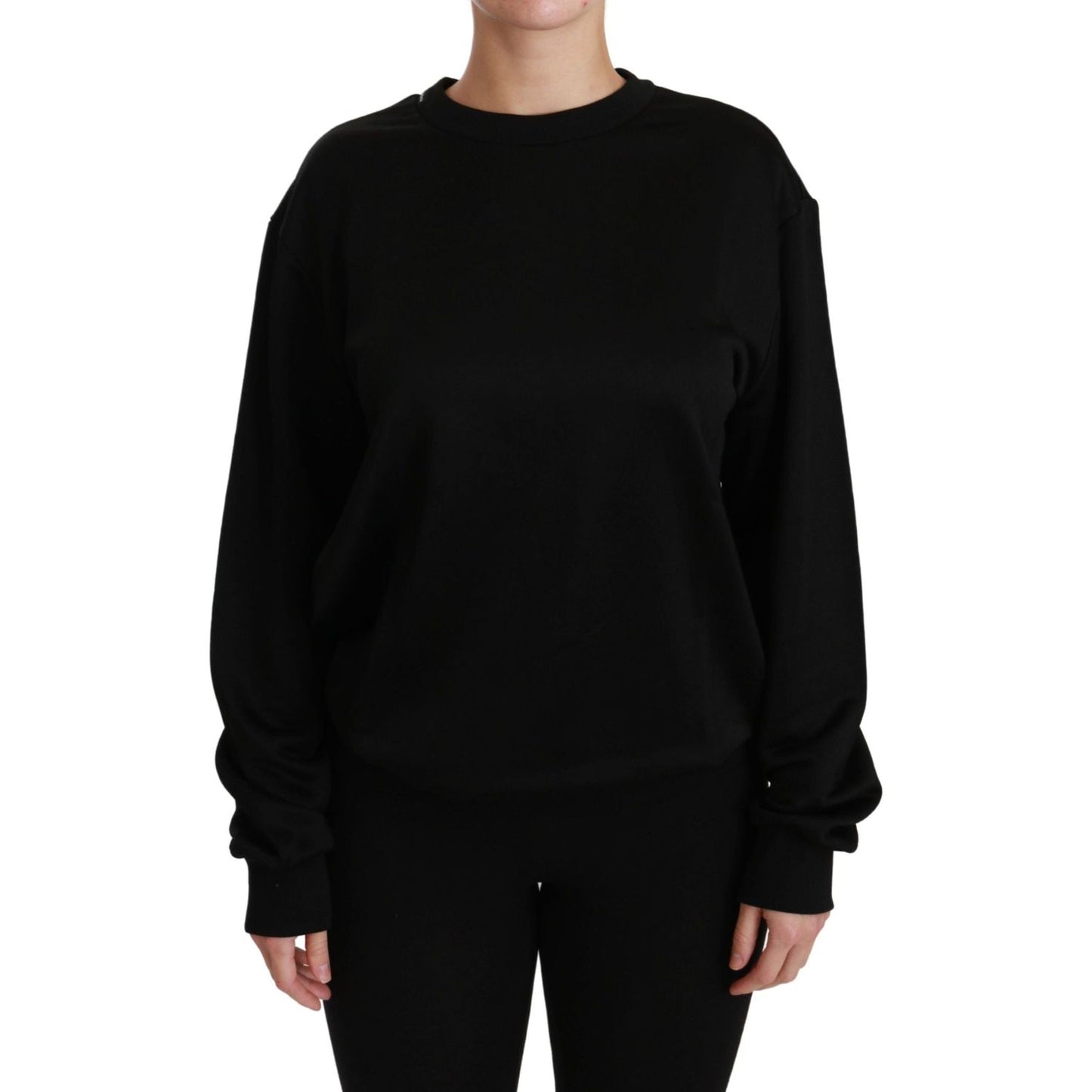 Dolce & Gabbana Elegant Black Cotton Crew Neck Pullover Sweater Dolce & Gabbana