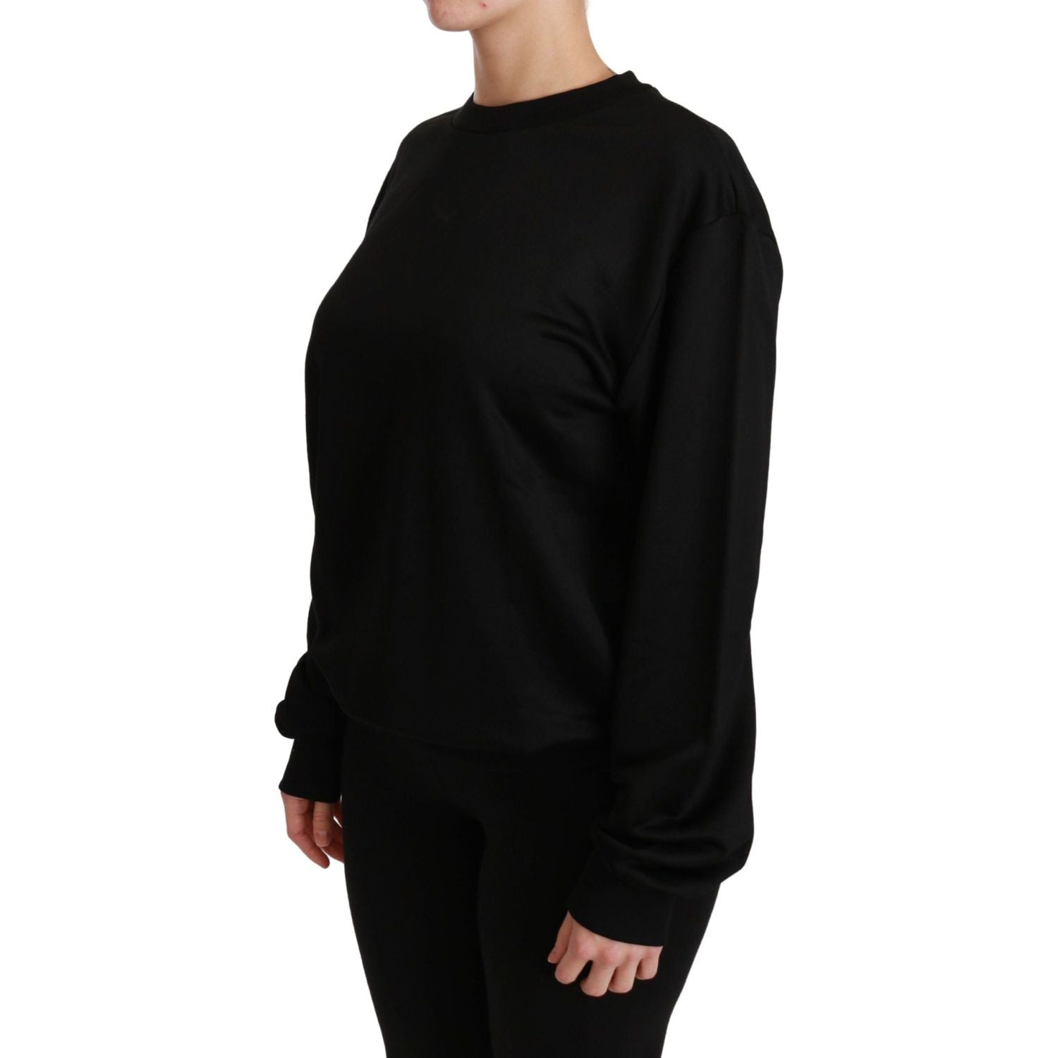 Dolce & Gabbana Black Cotton Crewneck Pullover Sweater