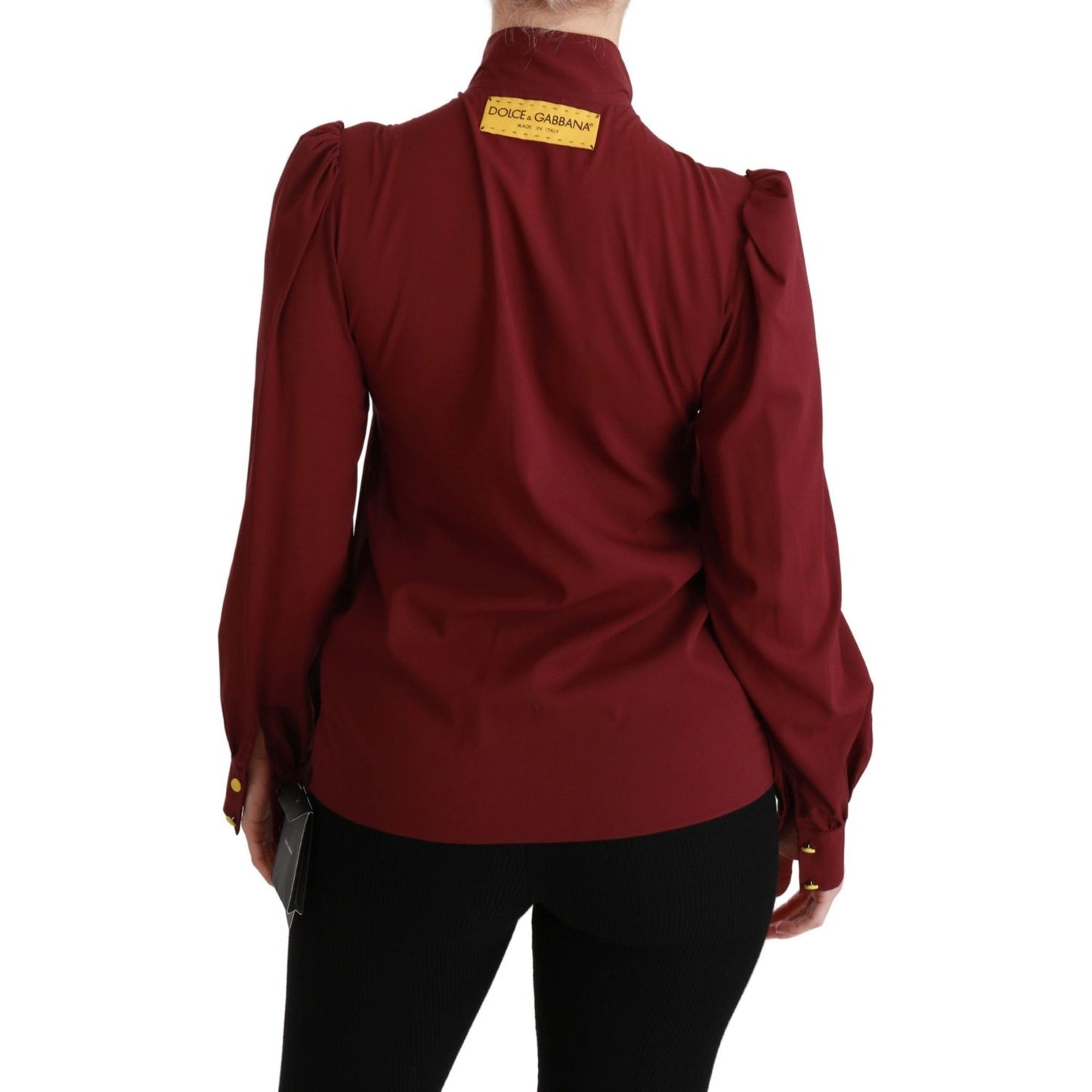 Dolce & Gabbana Elegant Maroon Silk Blend Polo Blouse Dolce & Gabbana