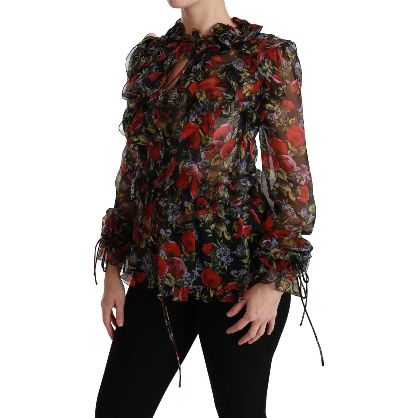 Dolce & Gabbana Elegant Floral Silk Long Sleeve Blouse Dolce & Gabbana