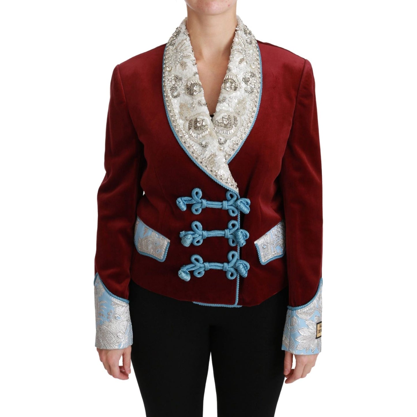 Dolce & Gabbana Opulent Red Baroque Detail Blazer Coats & Jackets Dolce & Gabbana