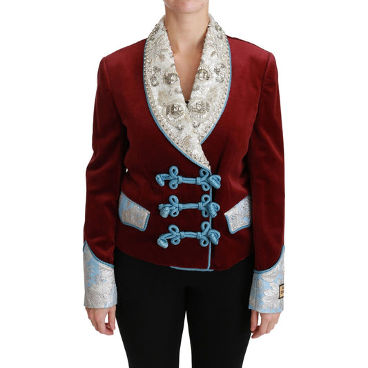 Dolce & Gabbana Opulent Red Baroque Detail Blazer Coats & Jackets Dolce & Gabbana