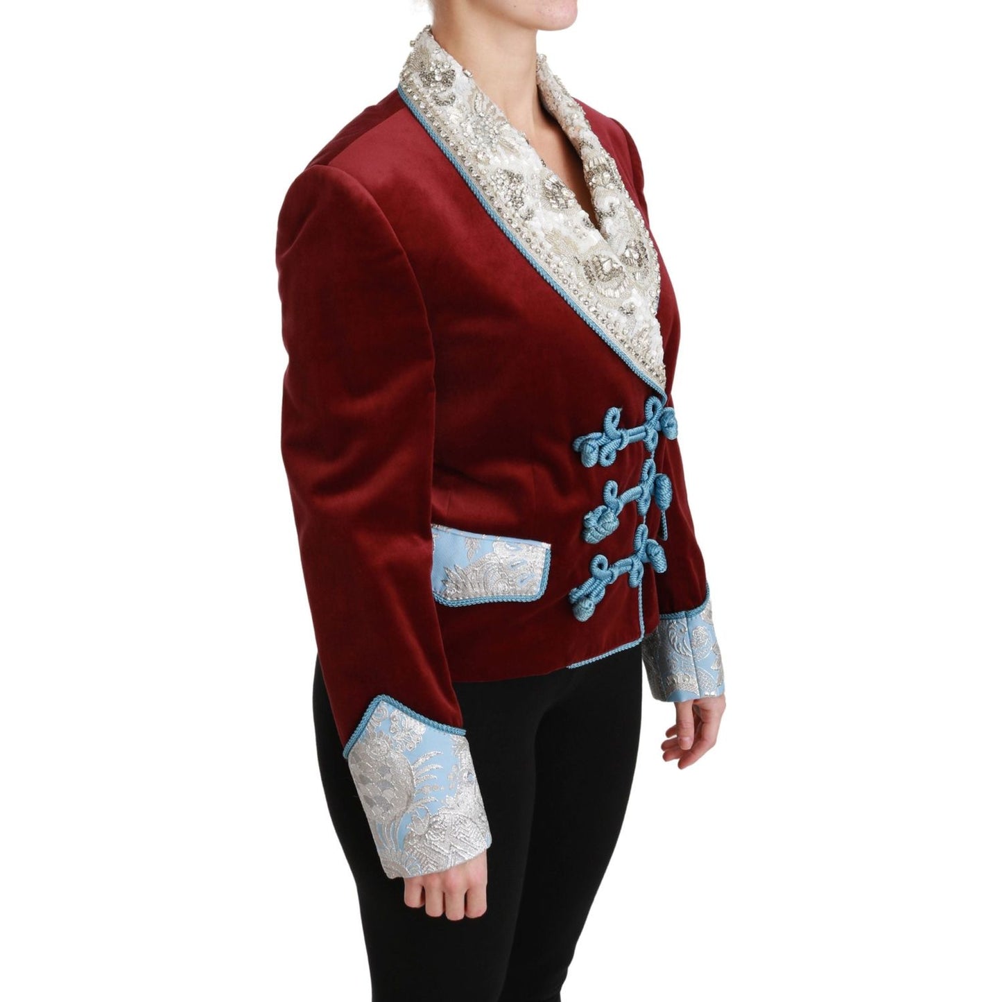 Dolce & Gabbana Opulent Red Baroque Detail Blazer Coats & Jackets Dolce & Gabbana