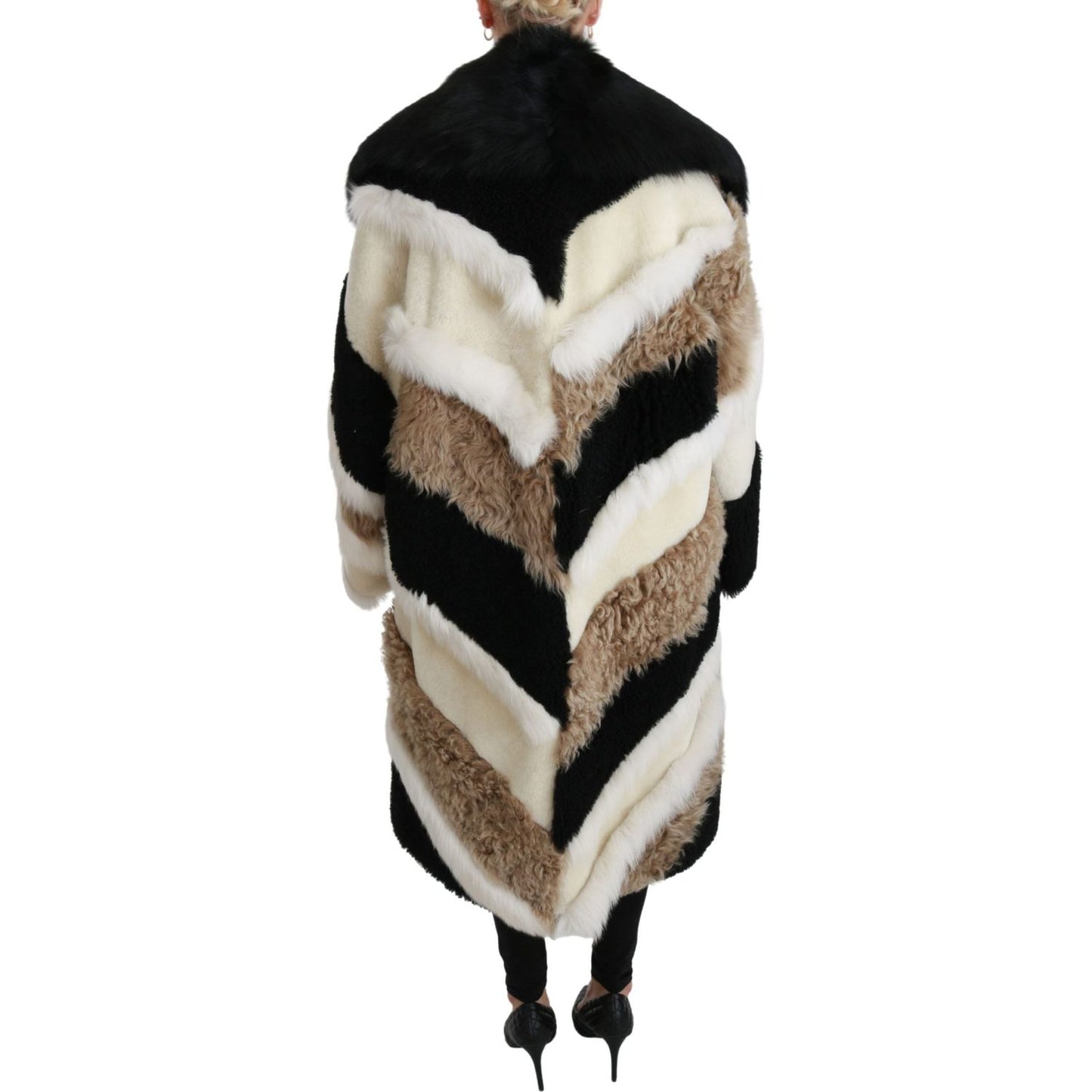 Dolce & Gabbana Elegant Multicolor Shearling Cape Coat Coats & Jackets Dolce & Gabbana