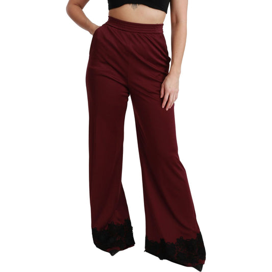 Elegant Maroon High Waist Wide Leg Trousers