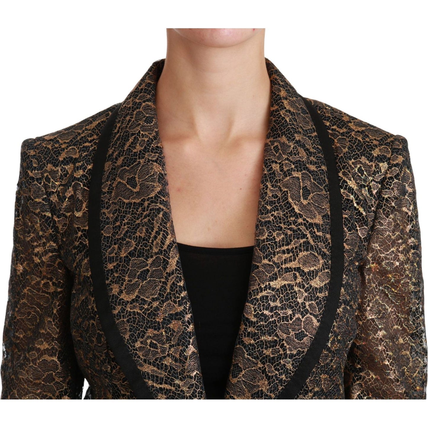 Dolce & Gabbana Elegant Gold Floral Lace Blazer Jacket Dolce & Gabbana