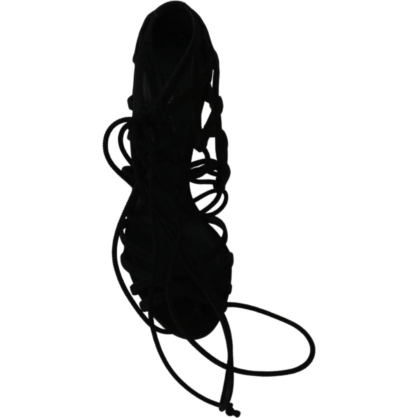 Dolce & Gabbana Black Suede Strap Stilettos Shoes Sandals