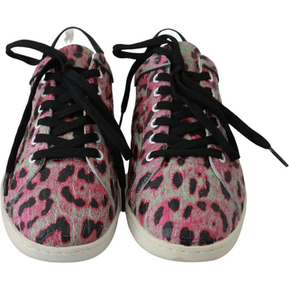 Dolce & Gabbana Pink Leopard Print Training Leather Flat Sneakers1728,67345645728,Dolce & Gabbana,EU42/US9,Low Tops - Sneakers - Shoes,Material: 91% Crocodile leather 9% Vitello leather,Multicolor,New with tags,Shoes,Sneakers - Shoes,Sneakers - Women - Sh