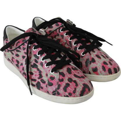 Dolce & Gabbana Pink Leopard Print Training Leather Flat Sneakers1728,67345645728,Dolce & Gabbana,EU42/US9,Low Tops - Sneakers - Shoes,Material: 91% Crocodile leather 9% Vitello leather,Multicolor,New with tags,Shoes,Sneakers - Shoes,Sneakers - Women - Sh