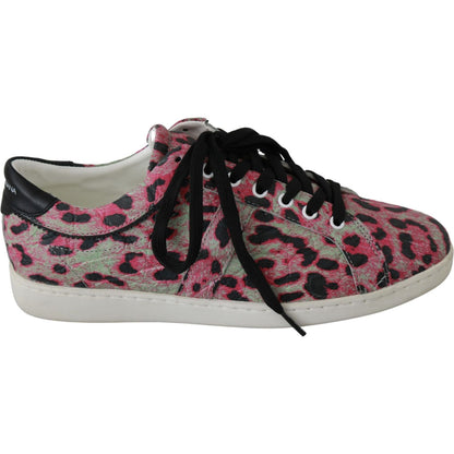 Dolce & Gabbana Pink Leopard Print Training Leather Flat Sneakers1728,67345645728,Dolce & Gabbana,EU42/US9,Low Tops - Sneakers - Shoes,Material: 91% Crocodile leather 9% Vitello leather,Multicolor,New with tags,Shoes,Sneakers - Shoes,Sneakers - Women - Sh