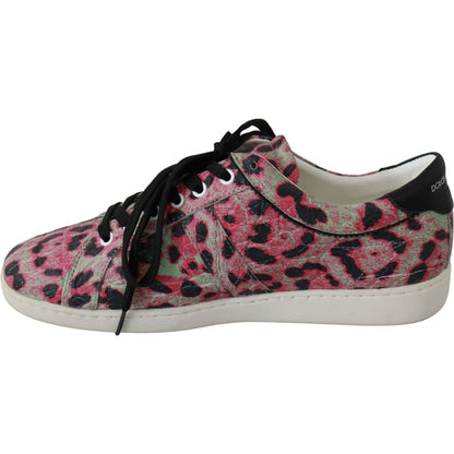 Dolce & Gabbana Pink Leopard Print Training Leather Flat Sneakers1728,67345645728,Dolce & Gabbana,EU42/US9,Low Tops - Sneakers - Shoes,Material: 91% Crocodile leather 9% Vitello leather,Multicolor,New with tags,Shoes,Sneakers - Shoes,Sneakers - Women - Sh