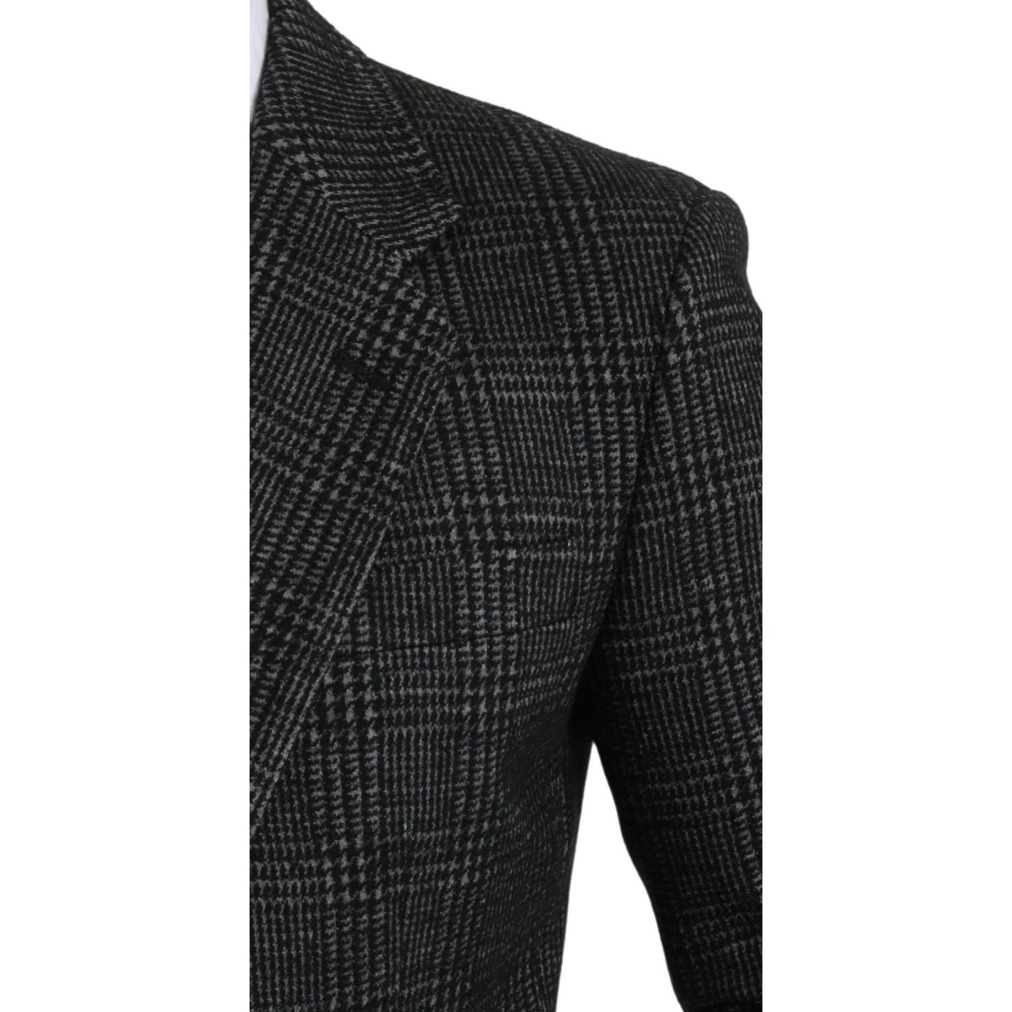 Dolce & Gabbana Gray Plaid Check Slim Fit Jacket Blazer