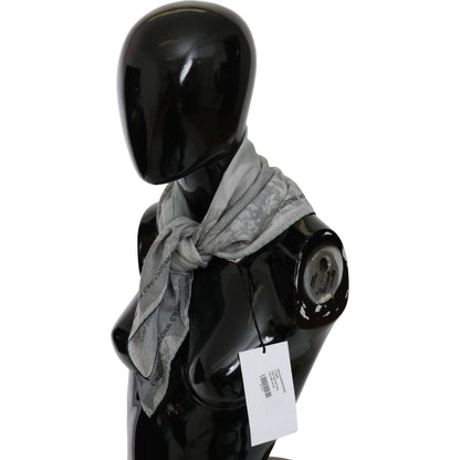 Costume National Gray Silk Shawl Foulard Wrap Scarf
