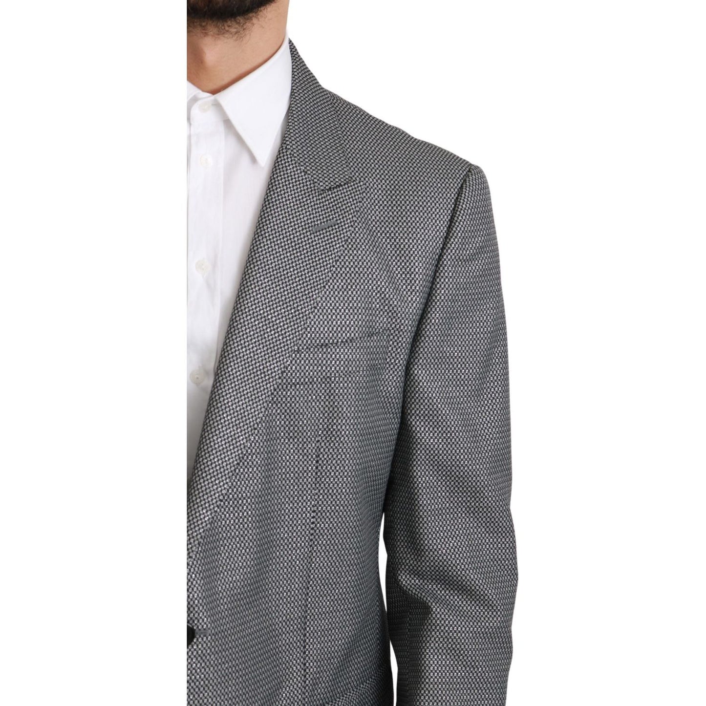 Dolce & Gabbana Elegant Gray Fantasy Pattern Slim Fit Blazer Dolce & Gabbana