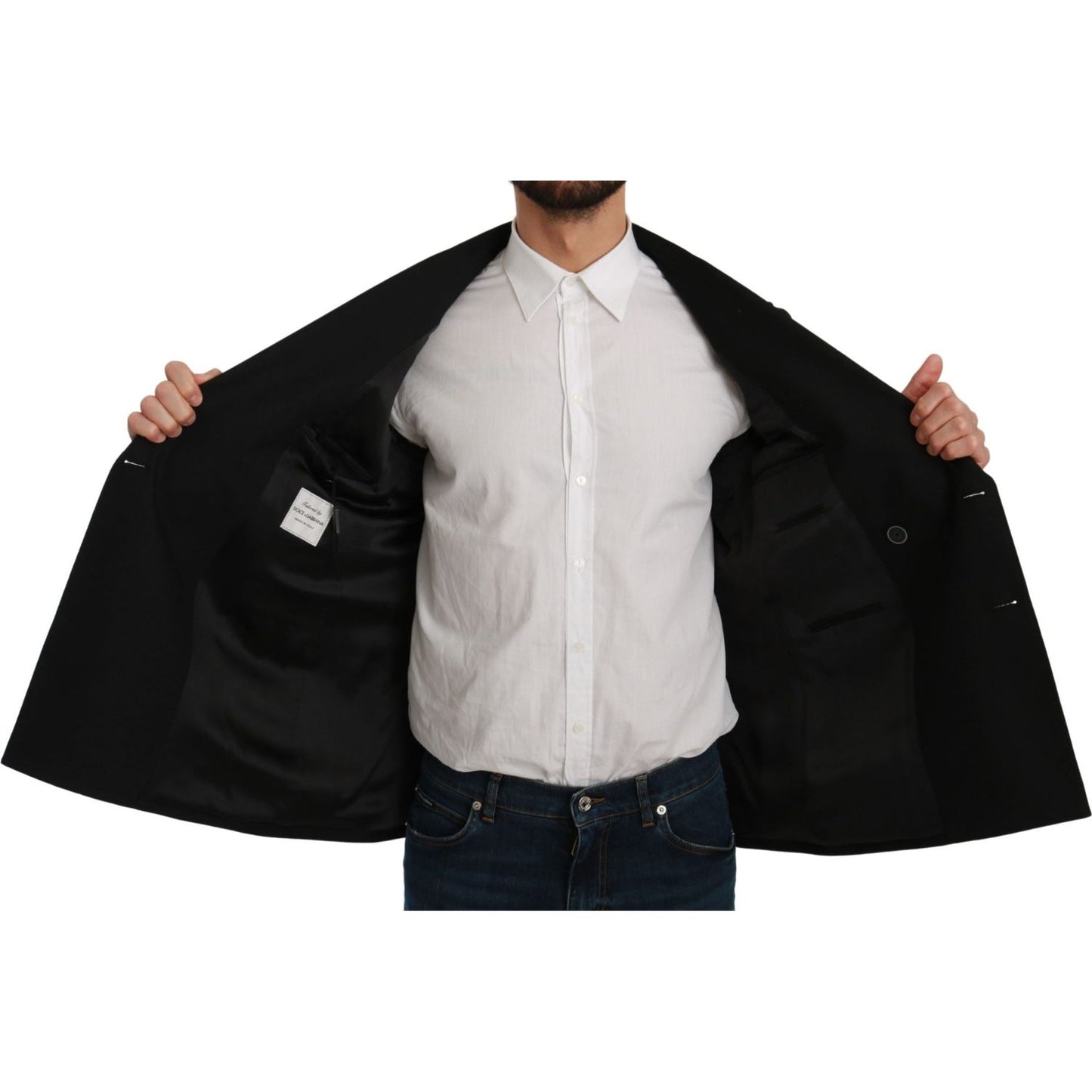 Dolce & Gabbana Black Slim Fit Jacket Coat Wool Blazer