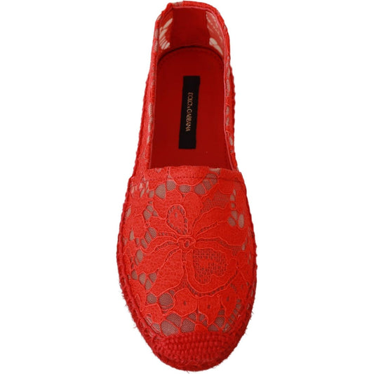 Red Viscose Espadrilles Flat Shoes