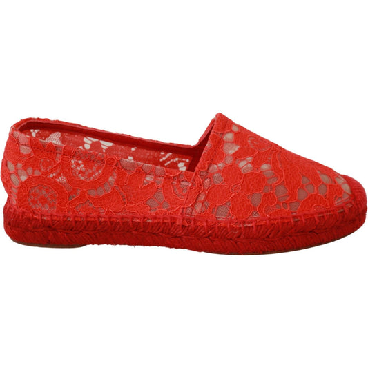 Red Viscose Espadrilles Flat Shoes