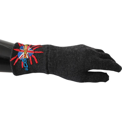 Dolce & Gabbana Gray #DGLovesLondon Embroidered Wool Gloves 1728,67345645728,Accessories,Dolce & Gabbana,Gloves - Accessories,Gloves - Men - Accessories,Gray,Material: 100% Virgin Wool,Men,Men - Accessories,New with tags