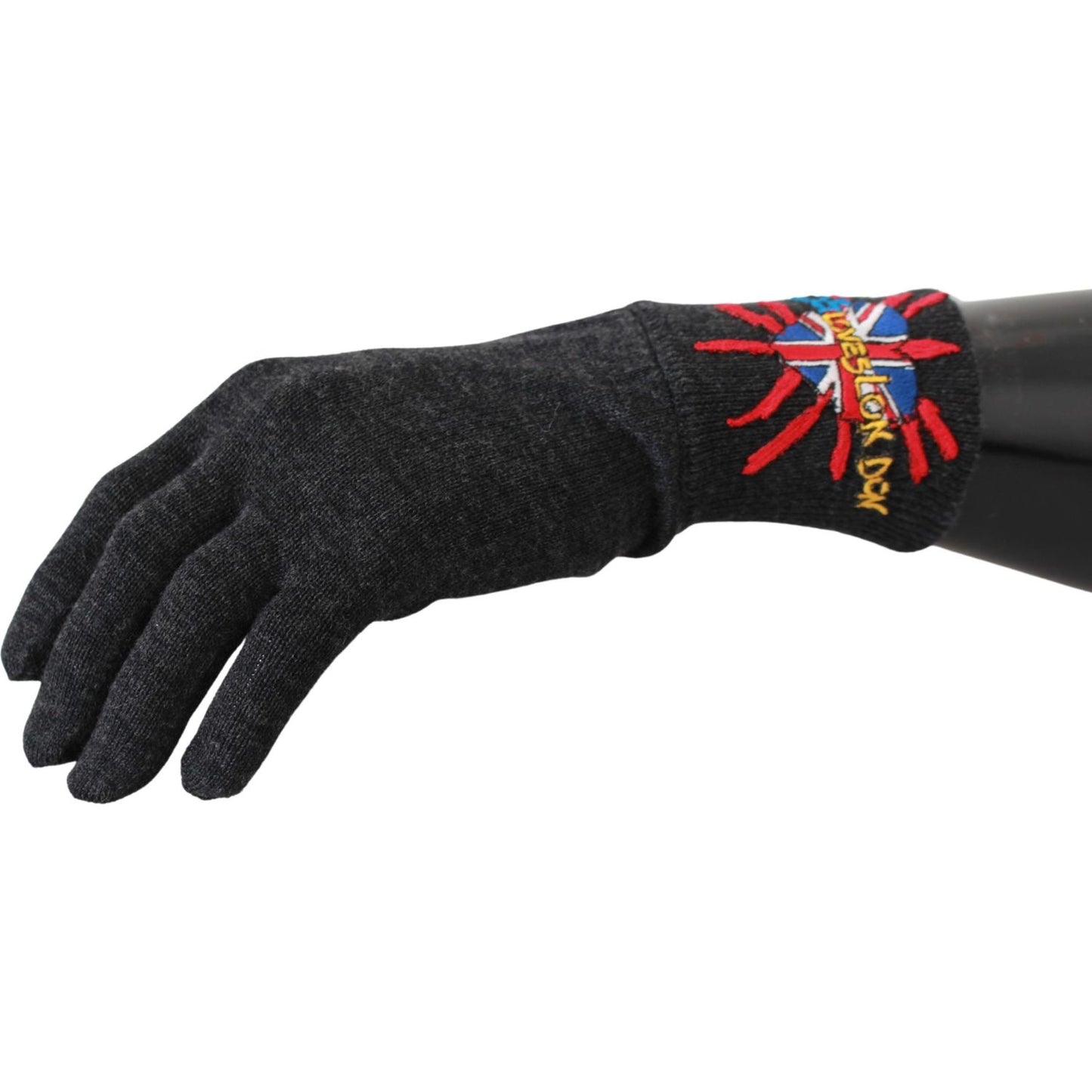 Dolce & Gabbana Gray #DGLovesLondon Embroidered Wool Gloves 1728,67345645728,Accessories,Dolce & Gabbana,Gloves - Accessories,Gloves - Men - Accessories,Gray,Material: 100% Virgin Wool,Men,Men - Accessories,New with tags