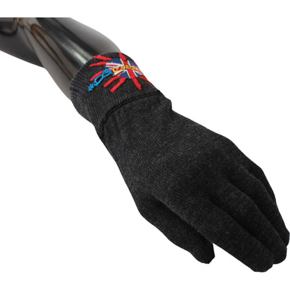 Dolce & Gabbana Gray #DGLovesLondon Embroidered Wool Gloves 1728,67345645728,Accessories,Dolce & Gabbana,Gloves - Accessories,Gloves - Men - Accessories,Gray,Material: 100% Virgin Wool,Men,Men - Accessories,New with tags
