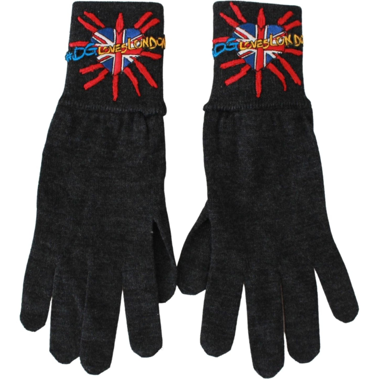 Dolce & Gabbana Gray #DGLovesLondon Embroidered Wool Gloves 1728,67345645728,Accessories,Dolce & Gabbana,Gloves - Accessories,Gloves - Men - Accessories,Gray,Material: 100% Virgin Wool,Men,Men - Accessories,New with tags