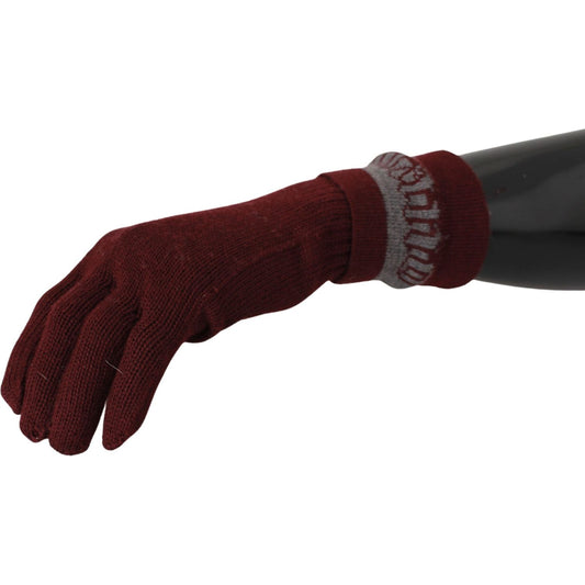 John Galliano Maroon Wool-Blend Designer Gloves John Galliano