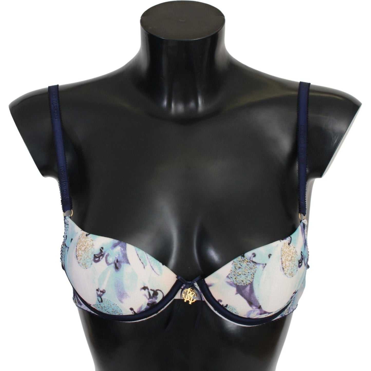 Roberto Cavalli Elegant Push-Up Bra in Blue Print Roberto Cavalli