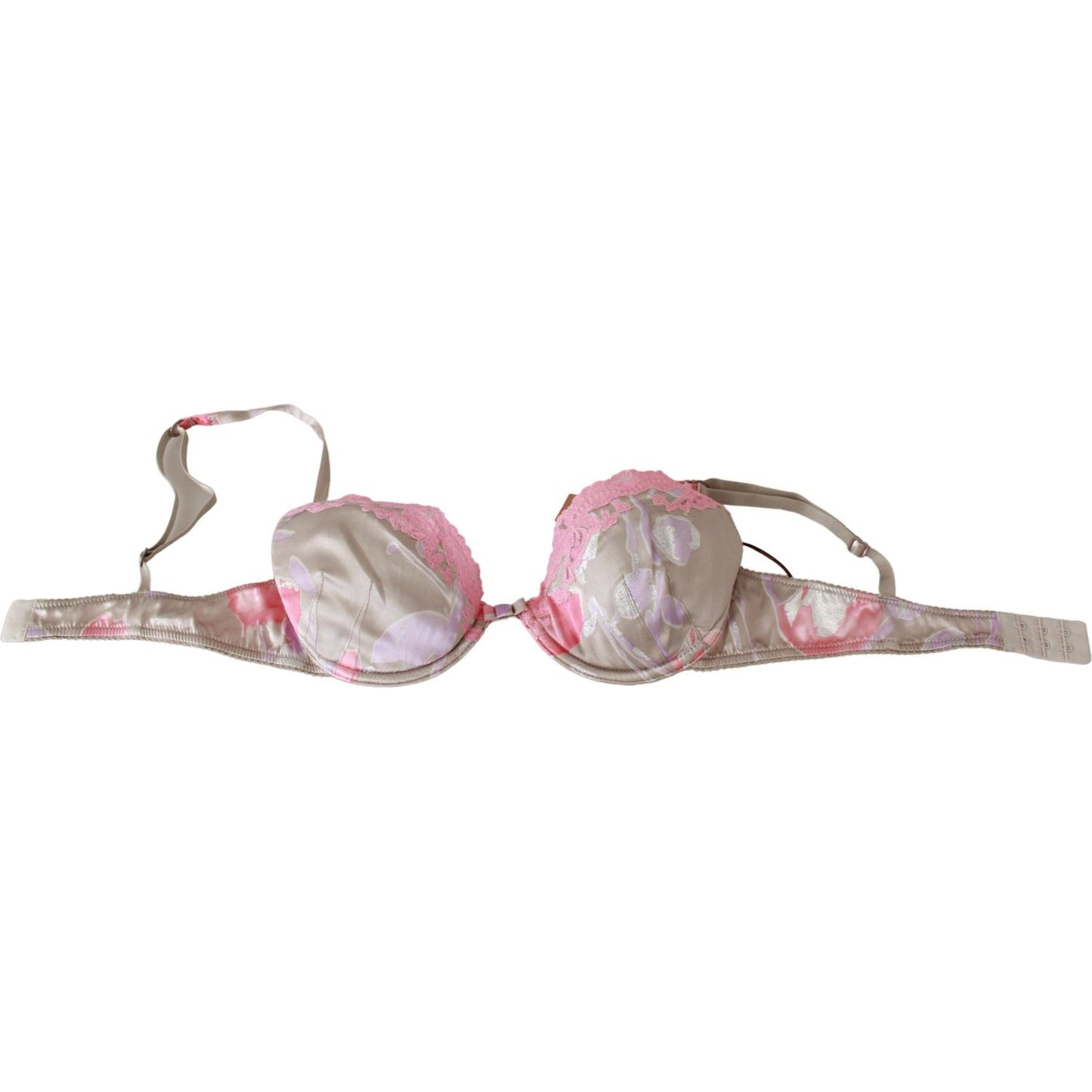 Ermanno Scervino Chic Pink Lace Silk Blend Push Up Bra Ermanno Scervino