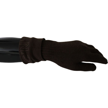 Costume National Brown Wool Knitted One Size Wrist Length Gloves