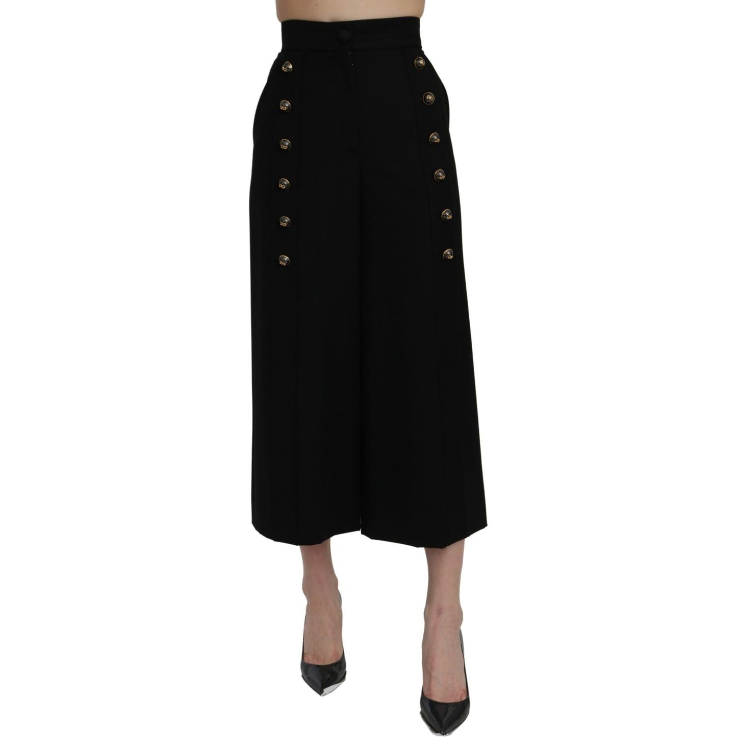 Dolce & Gabbana Elegant High Waist Wide Leg Wool Pants Dolce & Gabbana