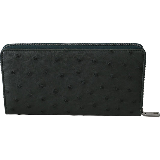 Dolce & Gabbana Exquisite Green Ostrich Leather Continental Wallet Wallet Dolce & Gabbana