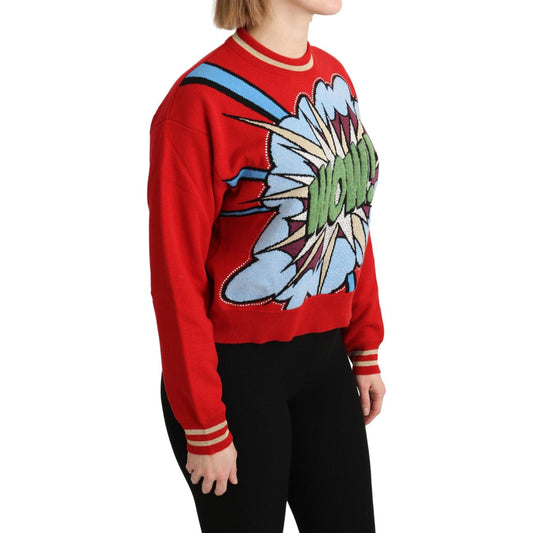 Dolce & Gabbana Radiant Red Cartoon Motive Cashmere Sweater Dolce & Gabbana