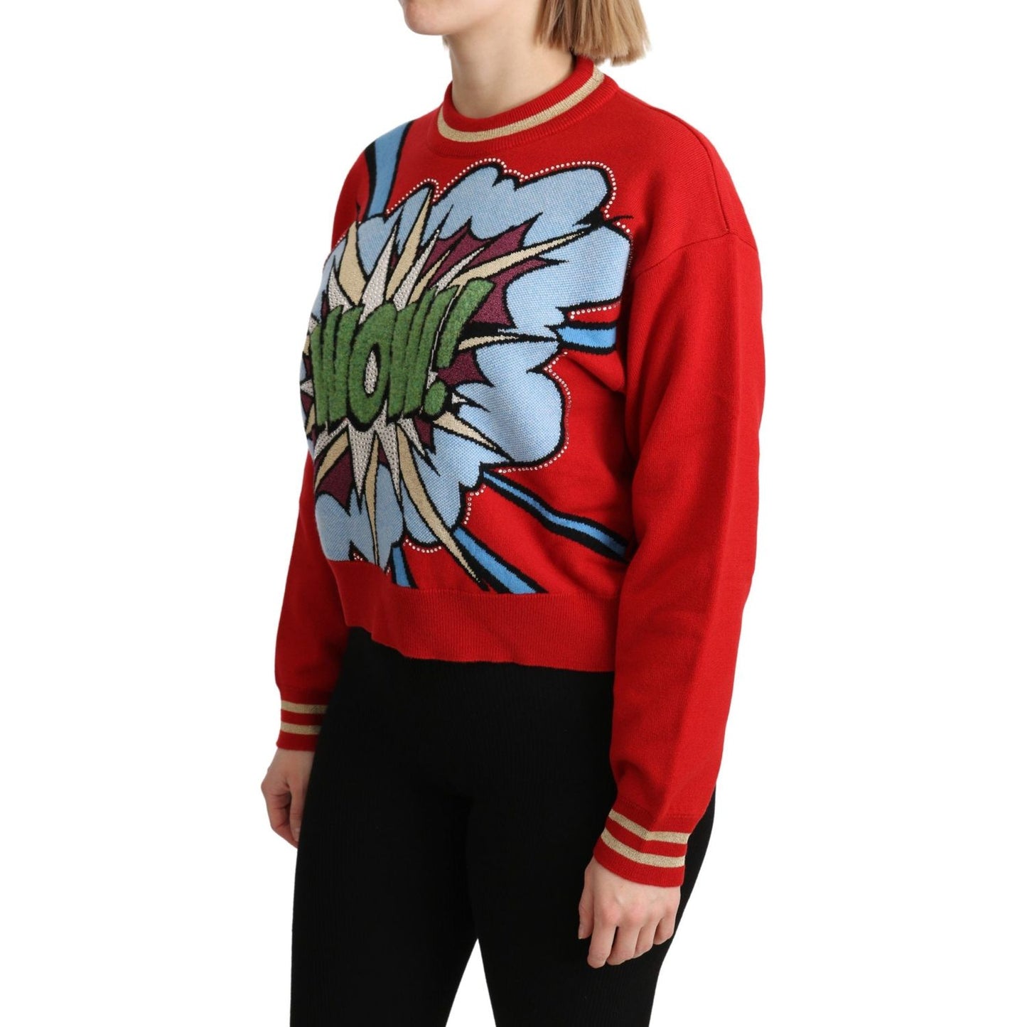 Dolce & Gabbana Radiant Red Cartoon Motive Cashmere Sweater Dolce & Gabbana